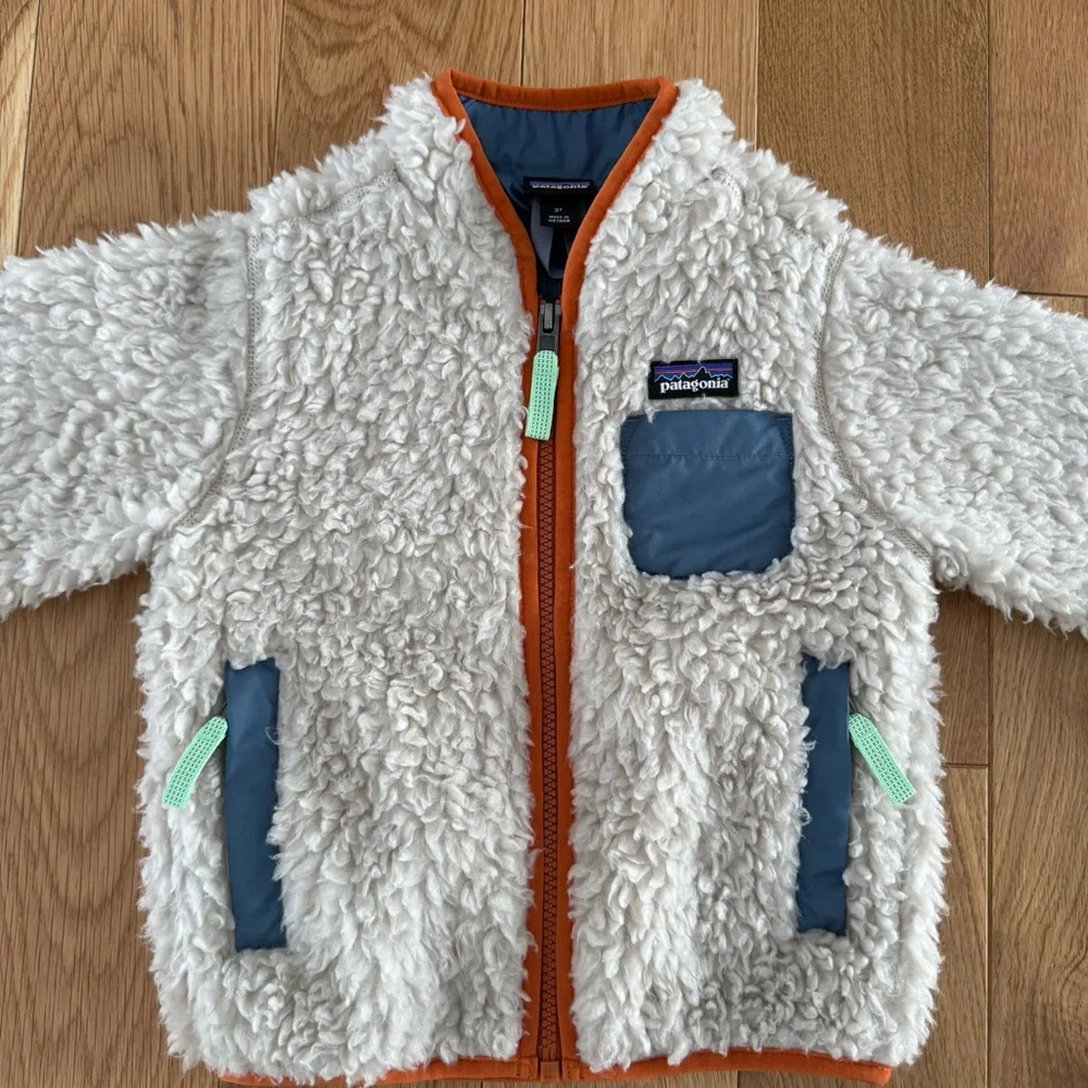 Patagonia Kids Fleece Jacket - Cream and Orange - Picture 2 of 5